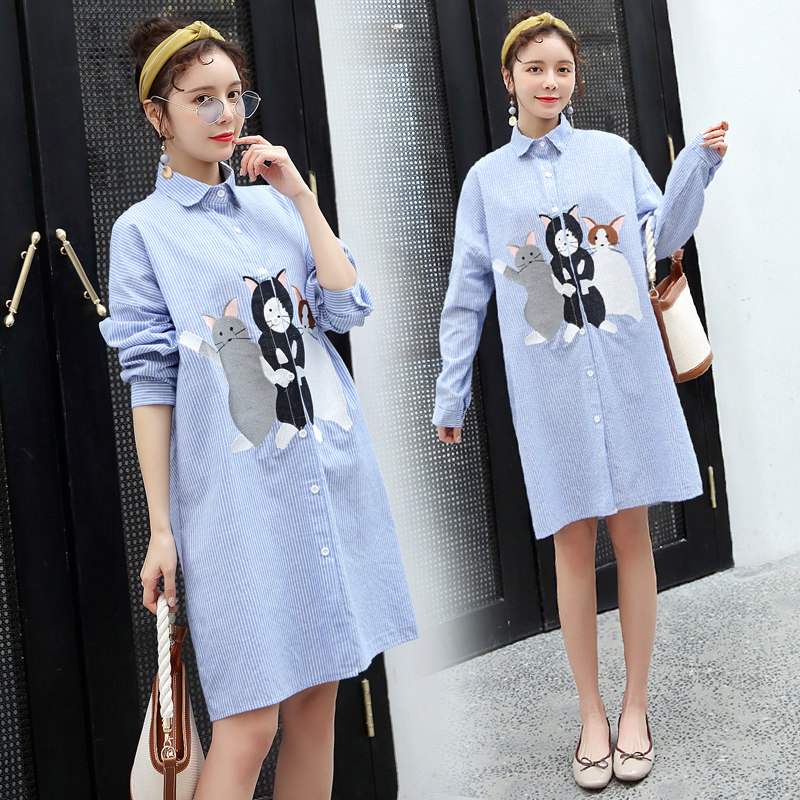 孕婦襯衣裙連身裙連衣裙純棉亞麻棉舒適大碼中長款透氣吸汗辣媽潮在類目 孕婦裝/孕產婦用品/營養, 孕婦裝, 連衣裙中 - 來自Buy2taobao.com提供專業的淘寶代購服務