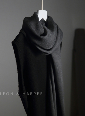 格雷系穿搭秋冬季高级感夹花灰深灰色保暖围脖日系简约氛围感纯色