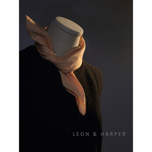 法式浪漫私家小众高品质纯棉黑白格子暗纹波点小方巾丝巾领巾头巾