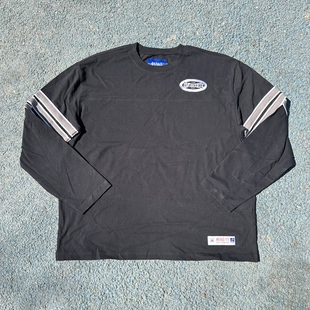 原D新款美式街头滑板潮牌AWKNY纯棉水洗复古校园风宽松长袖T恤