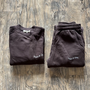 原D新款 街头滑板复古潮牌MOPQ宽松休闲圆领加绒卫衣卫裤 套装 美式