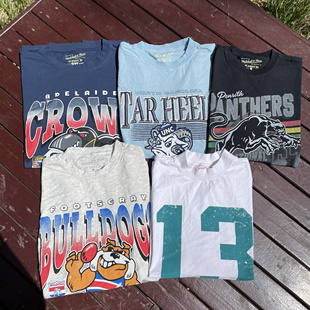 原男新款美式New Vintage复古风格潮牌MN纯棉水洗印花宽松短袖T恤