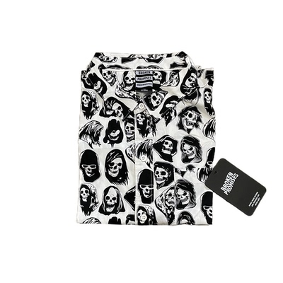 街头死神印花纯棉宽松短袖衬衫