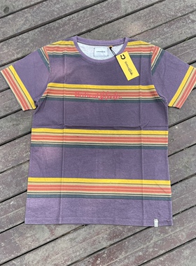 原D新款澳洲冲浪滑板街头潮牌TSSS纯棉水洗紫色条纹短袖T恤