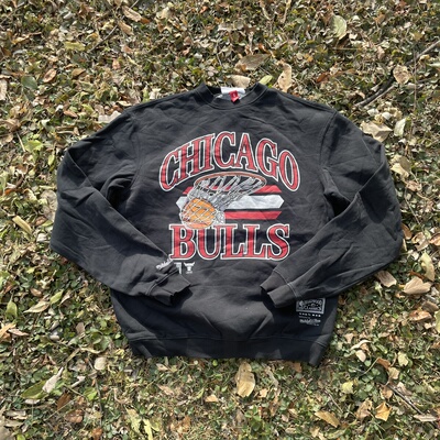 原D新款美式街头潮牌MN芝加哥公牛重水洗加绒复古宽松滑板卫衣