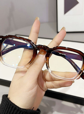 防蓝光辐射电脑眼镜女素颜神器大脸显瘦无度数平光眼睛男近视可配