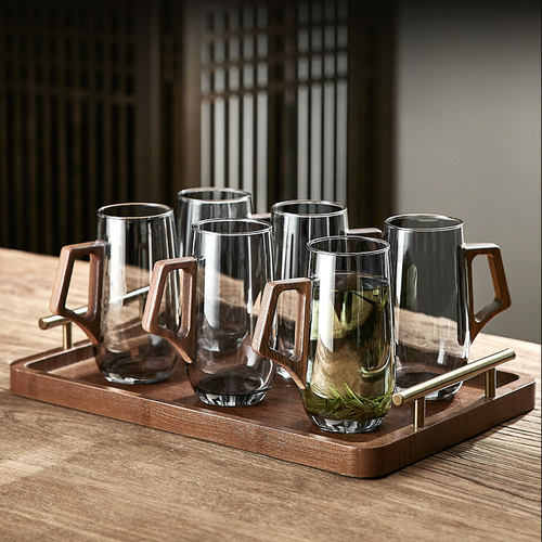 中式玻璃杯套装泡茶杯家用客厅