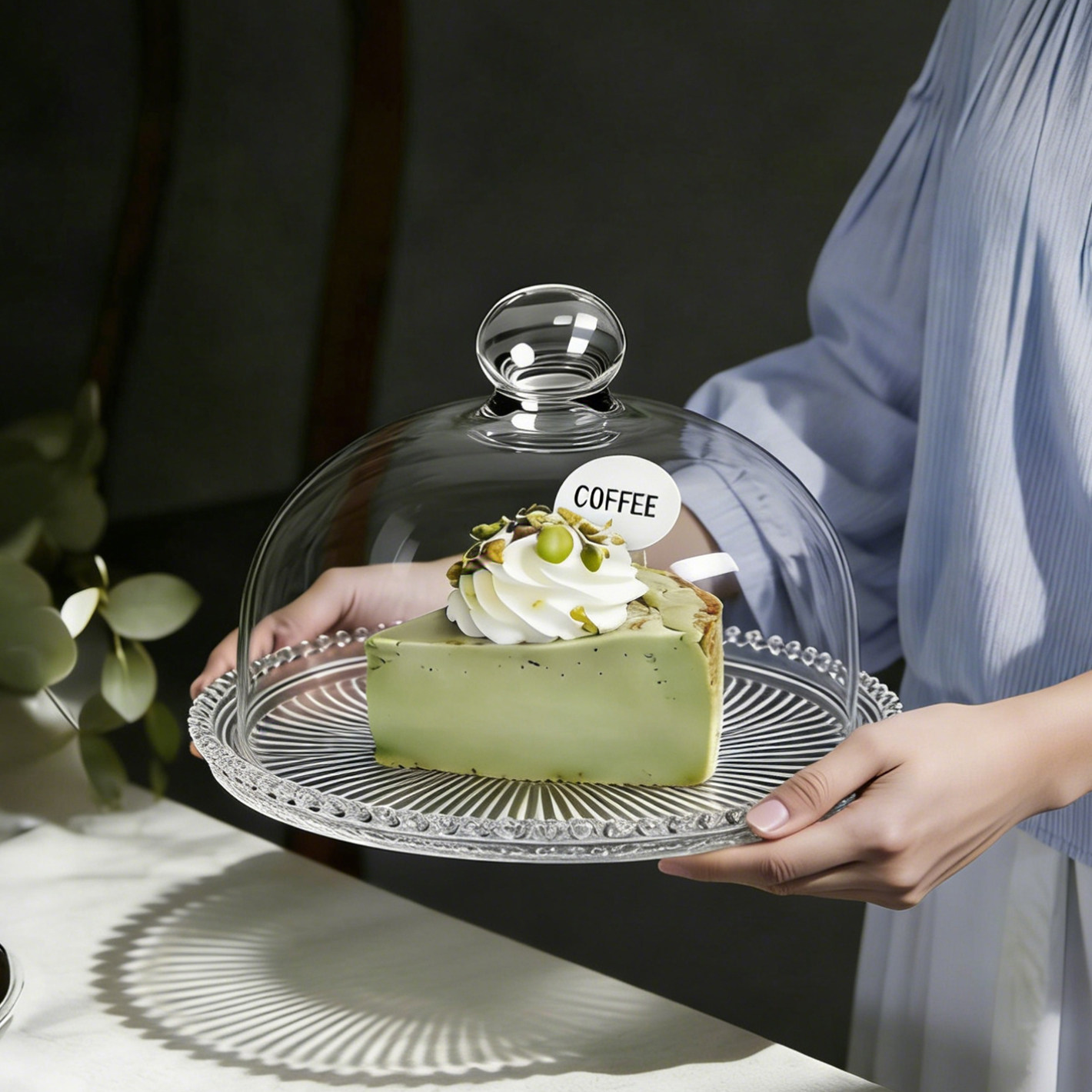 玻璃透明蛋糕罩果盘下午茶糕点展示盘水果甜点面包托盘带盖试吃盘