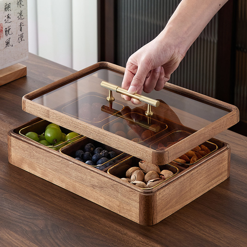 轻奢高档胡桃木干果盘客厅茶几家用分格零食摆放盘茶点小吃坚果盒,餐饮具,果盆/果盘/果篮,淘宝优惠券,粉丝福利购,淘宝优惠卷