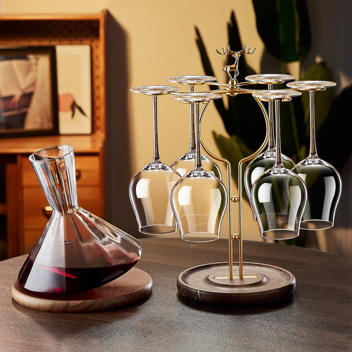 2025新款高颜值轻奢高档水晶玻璃红酒杯架子醒酒器套装家用高脚杯