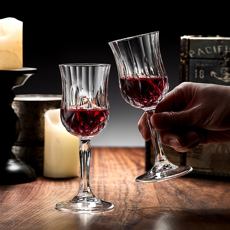 覆古轻奢高脚香槟杯家用高颜值浮雕红酒杯子葡萄酒杯洋酒杯醒酒器