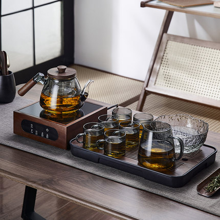玻璃茶具套装家用套餐高档蒸煮茶器功夫茶杯泡茶壶小型办公室喝茶