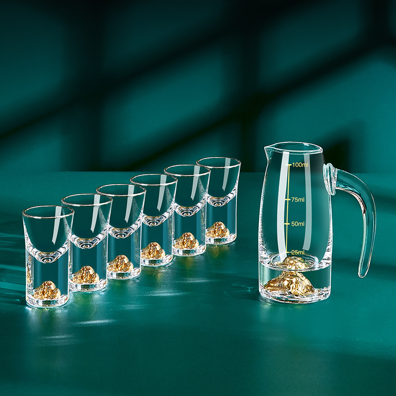 轻奢高档金箔白酒杯套装玻璃小号