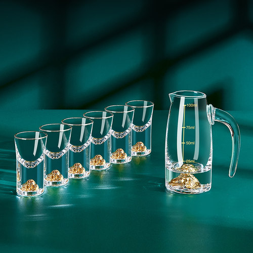 轻奢高档金箔白酒杯套装玻璃小号