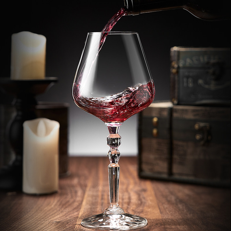 轻奢勃艮第红酒杯套装家用水晶高级感大肚欧式葡萄高脚杯子醒酒器