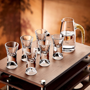 高档轻奢水晶玻璃白酒杯套装 一口小酒杯子二两分酒器酒盅 家用中式