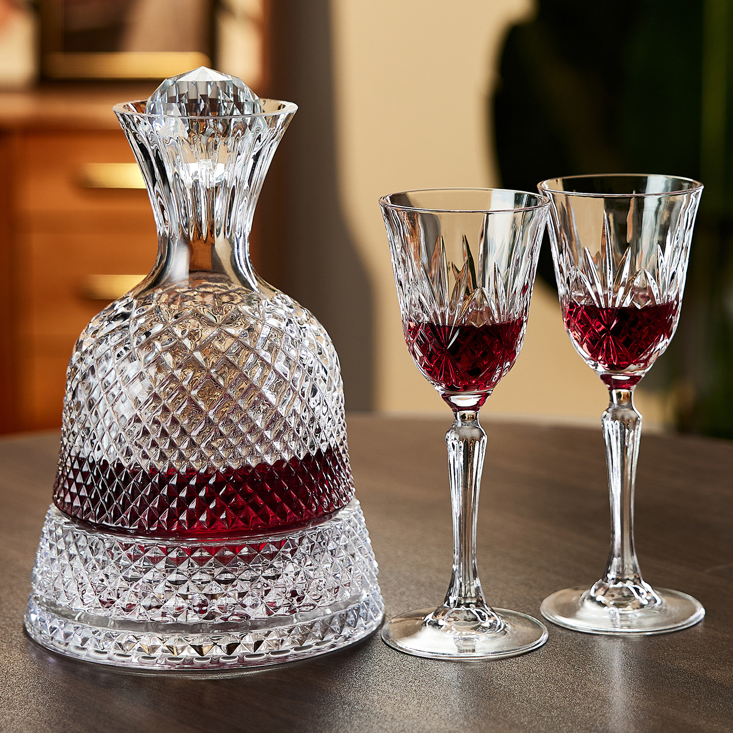 轻奢高档水晶新款红酒杯创意葡萄酒杯高脚杯子醒酒器套装酒具摆件