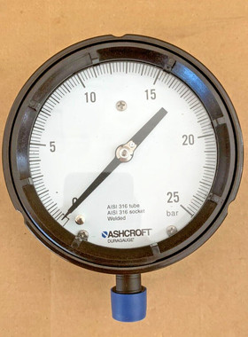 ASHCROFT DURAGAUGE Pressure Gauge 0 - 25Bar Size 4-1/2in SS