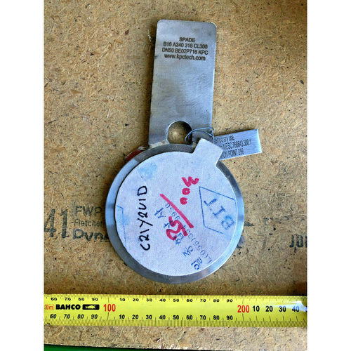 Pipe Spade / Paddle Blank / Blind DN50 Class 300 316SS B16 A