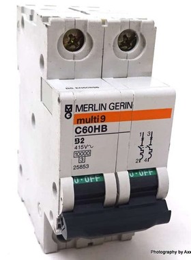 2P Circuit Breaker 25853 Merlin Gerin 2A B-curve C60HB-B2 C6
