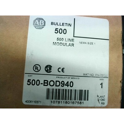 ALLEN BRADLEY 500-BOD940 Taille 1 Contacteur 120VAC 27A 600V