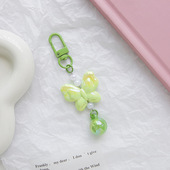 新款 立体镭射蝴蝶钥匙扣少女心书包夜光挂件airpods保护套挂饰女