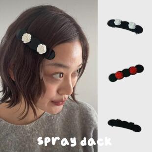 定制*小众设计usite同款2024冬新色立体玫瑰弹簧夹边发夹