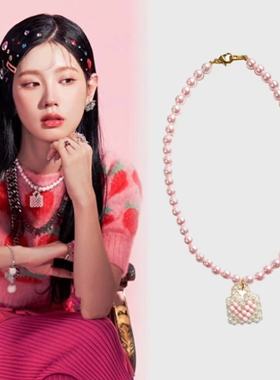 GIDLE赵美延同珍珠包包吊坠项链fruta同款手工爱心包项链锁骨链