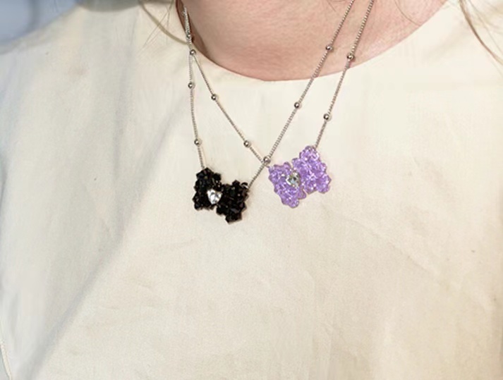 水晶蝴蝶结女团同款项链