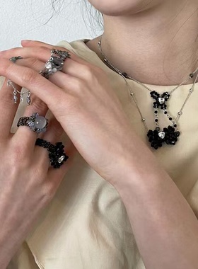 蝴蝶结吊坠锁骨链叠戴