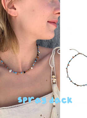 度假感不规则椰壳片天然碎石项链