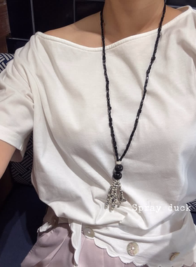 度假感项链中式天然石手工流苏毛衣链葡萄流苏腰链高级感项链叠戴