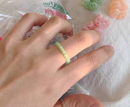 买二送一ylyl韩国同款清新串珠戒指玉石水晶