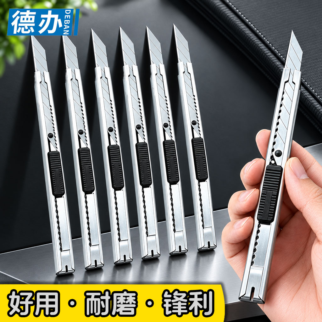 德办黑刃美工刀钨钢黑科技小型裁纸刀拆快递小刀壁纸刀工业级不锈钢刀身合金刀片30度雕刻刀开箱刀美术生图片