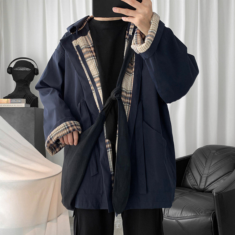 夹克男韩版潮流休闲宽松连帽外套港风时尚学生帅气上衣秋冬款男装