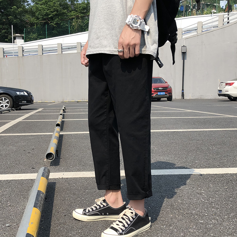 夏季男士裤子韩版潮流休闲裤宽松薄款直筒九分裤百搭长裤学生裤子11月29日最新优惠