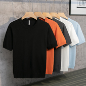 简约T恤男装 2025秋款 春夏 针织打底衫 内搭男士 短袖 男纯色百搭修身