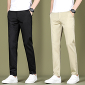 子修身 直筒休闲裤 冰丝款 春夏季 男长裤 裤 薄款 卡其裤 男士 九分小西裤