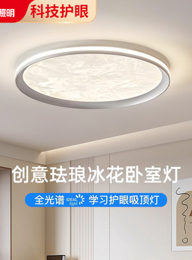 卧室灯高级感轻奢珐琅冰花吸顶灯