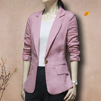 Cotton and linen small suit jacket, a light and elegant style for spring, autumn and summer. Cotton and linen suit with three-quarter sleeves, a large-sized casual top for women thumbnail 4