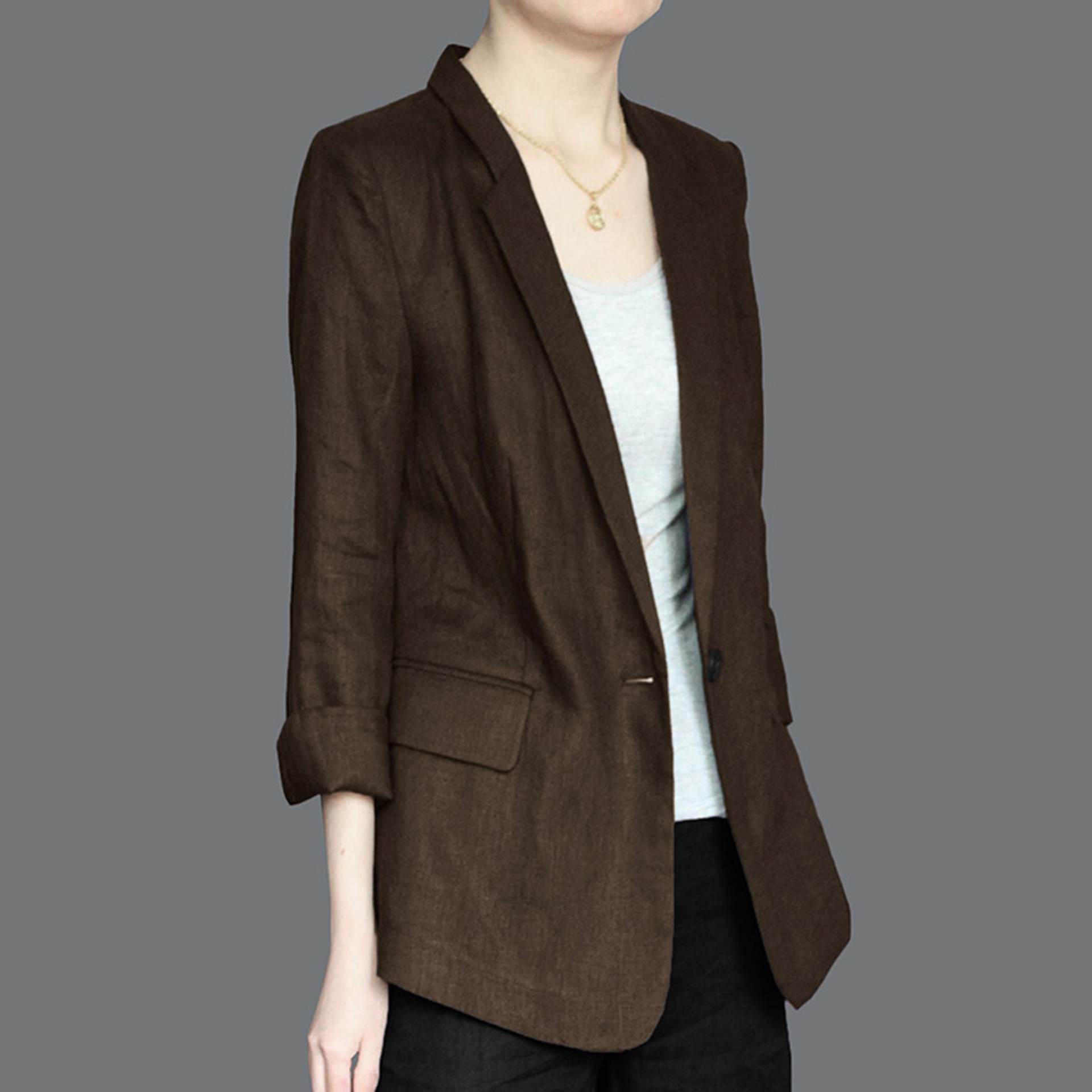 棉麻小西装外套韩版2026春夏秋新款薄款修身亚麻西服女士大码休闲图片