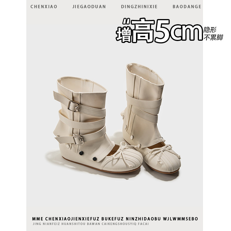 不累脚!内增高5CM休闲风玛丽珍两穿靴子2026夏季新款浅口单鞋女