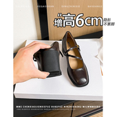 增高6cm方头浅口玛丽珍单鞋 2026春季 新款 不累脚 一字扣高跟鞋 女