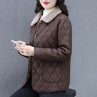 中老年女秋冬加绒皮衣外套2025新款 洋气妈妈PU皮棉衣加厚保暖棉袄
