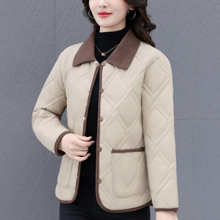小香风夹棉短款棉服女冬季2025新款小个子棉衣保暖简约棉袄外套女