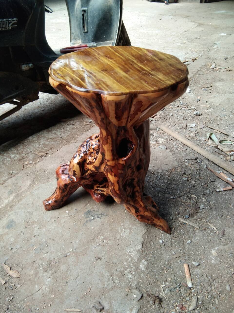杜鹃根雕花架杜鹃根底座天然实木树根盆景架根雕凳子