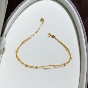 轻奢18k金双层满天星手链肖邦金豆豆细珠链手饰品女转运黄金礼物