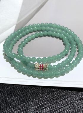 三圈天然翡翠冰种蓝水手串显白