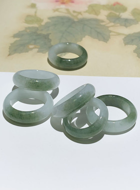 天然翡翠A货渐变玉石戒指
