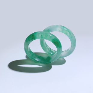 精品高冰天然非洲翠戒指高级感独龙玉飘花阳绿玉石指环男女款戒圈